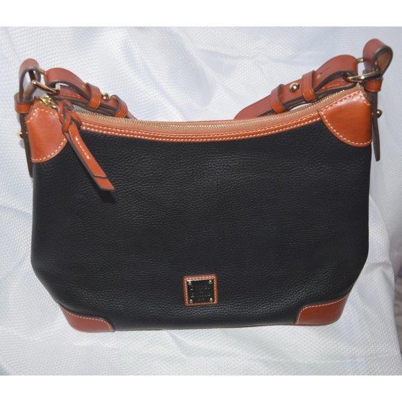 Dooney & Burke Black/ Brown Leather Hobo Bag - Picture 3 of 5